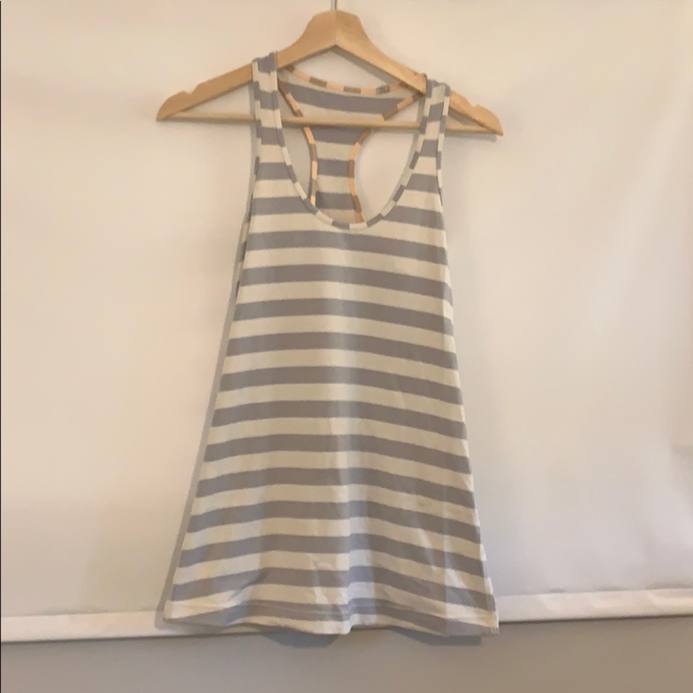 Lululemon tank top. Grey & white stripe. Size 8